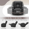 AECOJOY 3 Pieces Leather Recliner Sofa Set with Swivel Massage Chair, Black