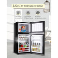 3.5 Cu.ft Mini Fridge Freezer, 2 Door Small Refrigerator, 7 Level Adjustable Thermostat Freezer Fridge for Living Room, Kitchen and Apartment, Sivelr