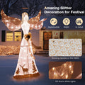 Tangkula 5 FT Lighted Christmas Angel, Outdoor Pre - lit 3D Glittered Angel with 100 Warm White Lights