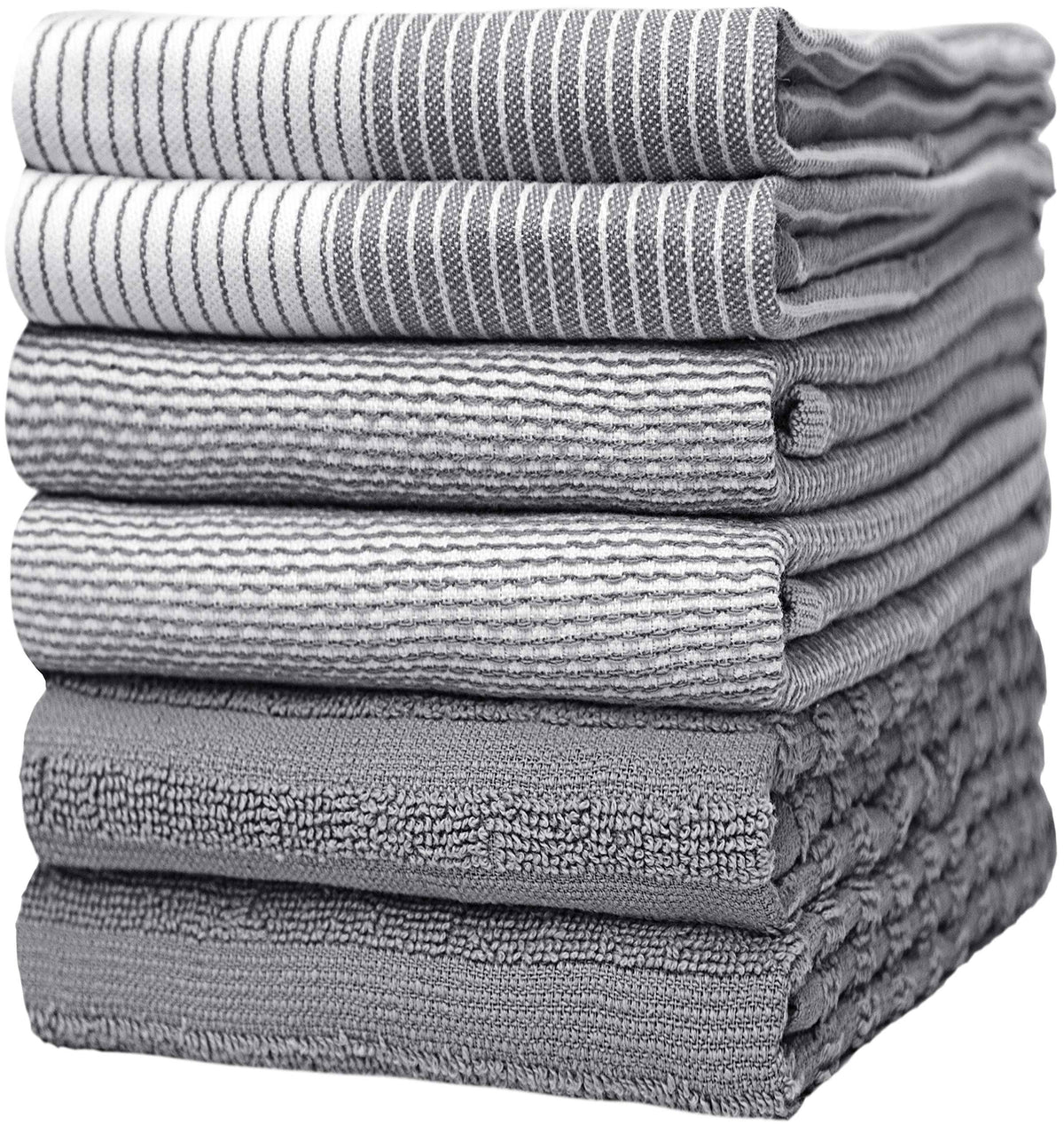 Bumble Towels Premium Kitchen,Hand Towels (20��x 28��, 6 Pack) Large Cotton, Dish, Flat & Terry Towel Highly Absorbent Tea Towels Set with Hanging Loop