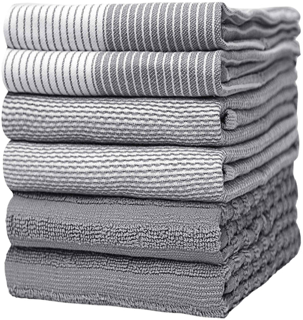 Bumble Towels Premium Kitchen,Hand Towels (20��x 28��, 6 Pack) Large Cotton, Dish, Flat & Terry Towel Highly Absorbent Tea Towels Set with Hanging Loop