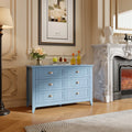 6 Drawer Dresser, Light Blue Elegant Chest of Drawers, Large Cabinet with Storage, Rustic Wood Chest of Drawers for Bedroom, Living Room, Hallway