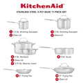 11-Piece 3-Ply Base Stainless Steel Cookware Set. Silver