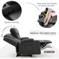 AECOJOY 3 Pieces Leather Recliner Sofa Set with Swivel Massage Chair, Black
