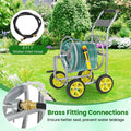 Heavy Duty Metal Garden Hose Reel Cart Holds 300FT of 5/8" Hose with 4 Wheels & Storage Basket, Portable Water Hose Organizer for Yard Lawn