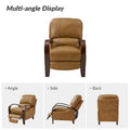 Set of 2 Alex Mid - Century Modern Genuine Leather Manual Recliners with Curved Wooden Arms