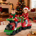 6V 2 - Seater Ride On Train with Detachable Carriage, Under - Seat Storage, Whistle & Flashing LED Lights, Trackless Electric Ride On Toy for Kids