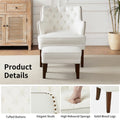GERICCO Accent Chair with Ottoman Set, Club Armchair Indoor, Comfy Reading Chair and Ottoman for Bedroom Living Room, with Bronzer Nail Head Trim Wooden Legs(Beige)